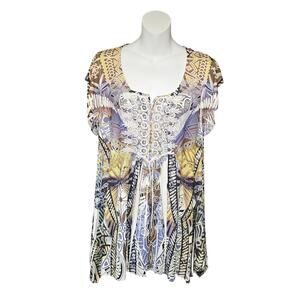 Unity World Wear Womens Medium Top Stretch Flowy Slinky Asymmetric‎ Art to Wear